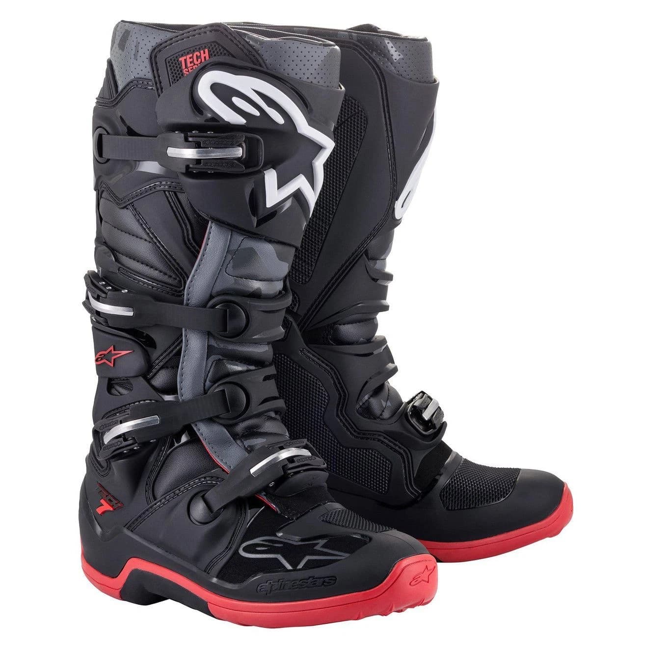 Botas Alpinestars Tech 7 Negro Gris Rojo (Clonado) image_1